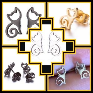 🐯New🐯4/$15🐯Minimalist Hollow Kitty Earrings 🐯